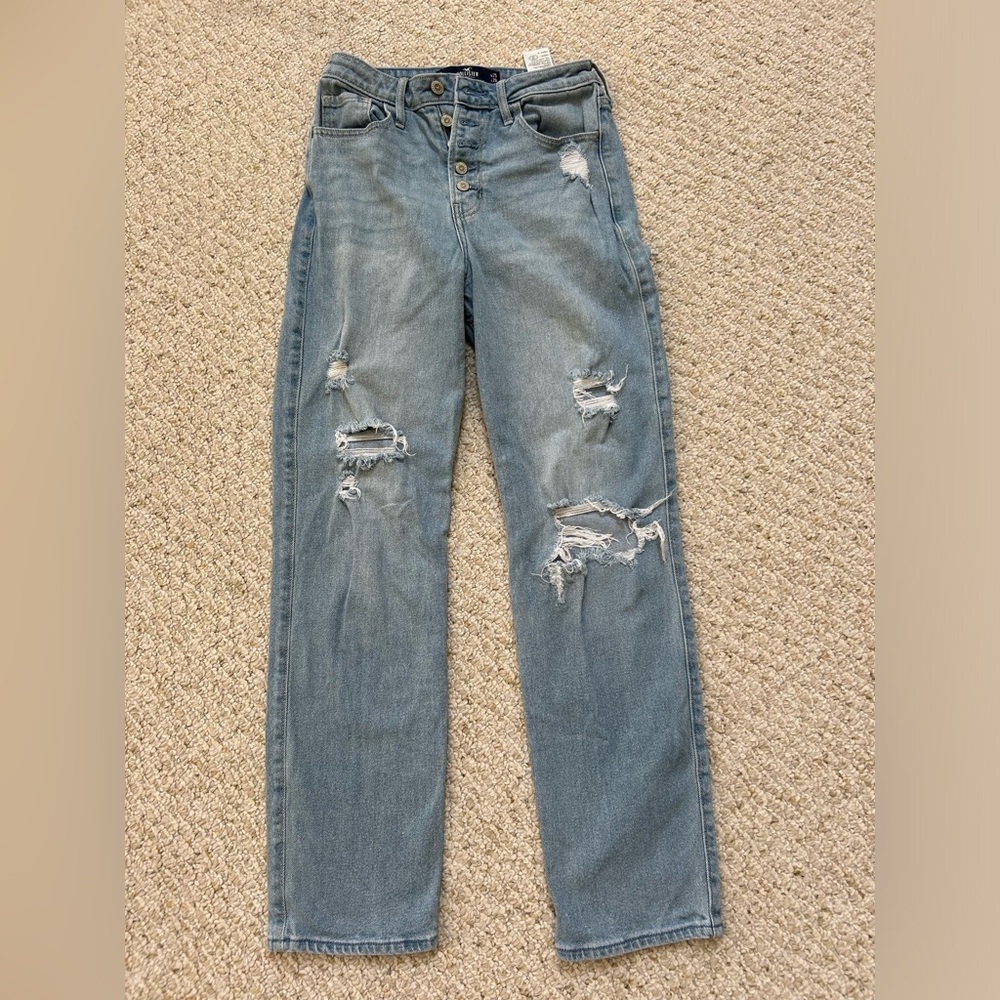 hollister straight ripped jeans